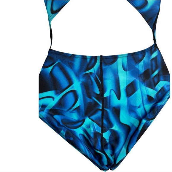 The Finals Competition One Piece Swimsuit Geometric Print XXS/30 Bright Blue - Picture 9 of 16